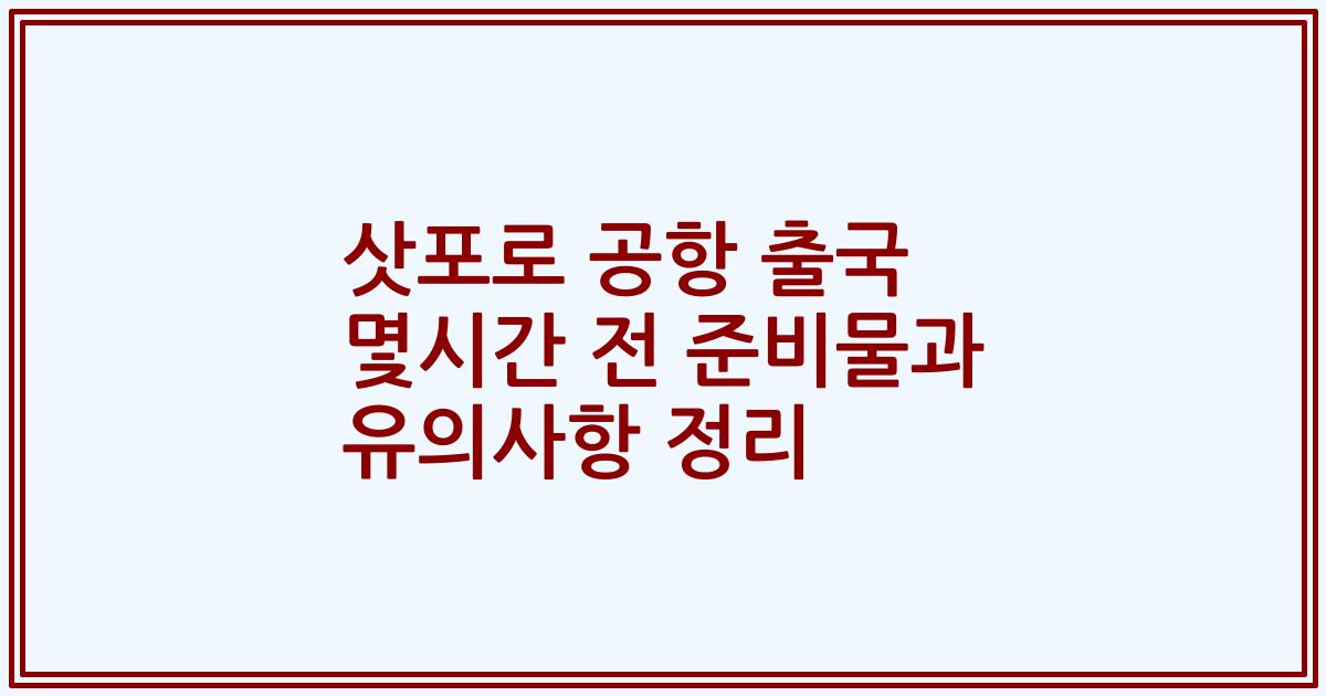 삿포로 공항 출국 몇시간 전 준비물과 유의사항 정리