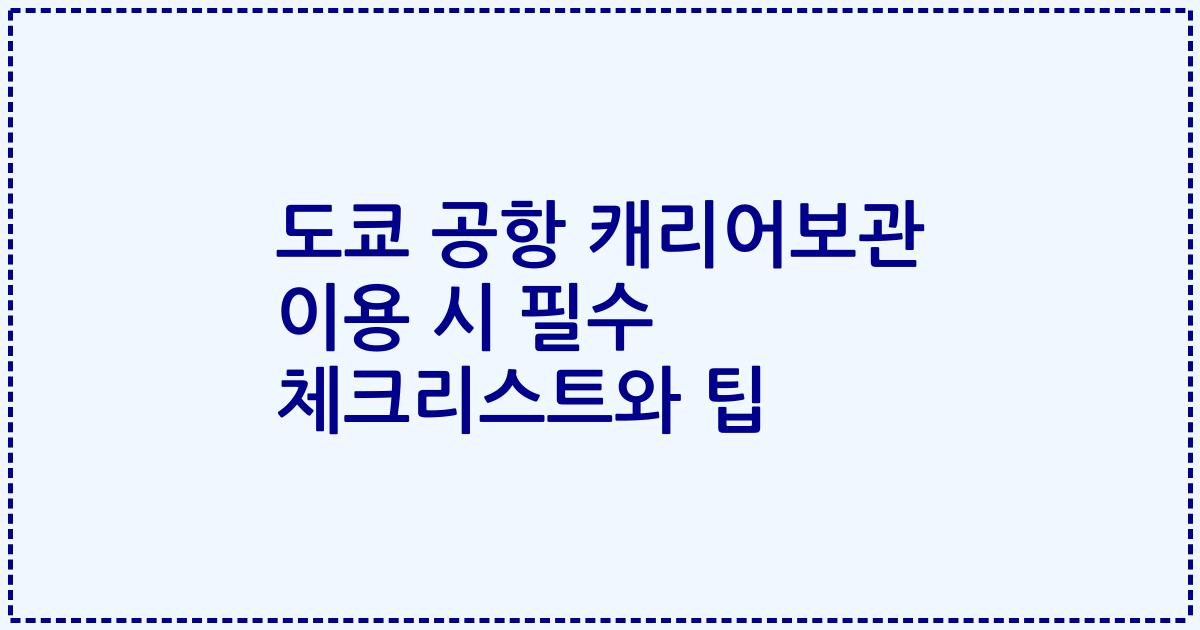 도쿄 공항 캐리어보관 이용 시 필수 체크리스트와 팁